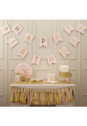 Guirlande rose Happy Birthday | Pastel Perfection
