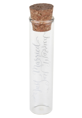 Tubes en verre avec liège Just Married (10cm) ()