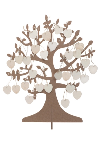 Arbre à souhaits avec coeurs en bois (50 pièces) ()