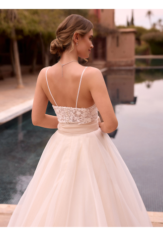 Bianco Evento E501 – Corset de mariée en tulle et dentelle, ivoire