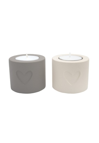 Leeff Hilde — lot de 2 porte‑bougies cœur, gris ()