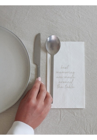 Serviettes Leeff « Best memories are made around the table » — blanc