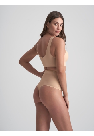 BYE BRA String Invisible Taille Haute Beige