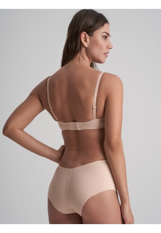 BYE BRA Culotte Taille Mi-Haute à Dos Bas Beige ()