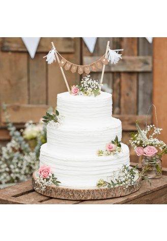 Ginger Ray CW-235 Rustic Country Mr & Mrs Topper de Gâteau Bunting ()