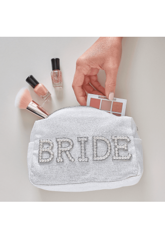 Ginger Ray HEN-121 Bride Trousse de Maquillage Perles Blanc ()