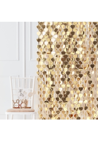 Ginger Ray GO-152 Gold Wedding Cœur Backdrop ()