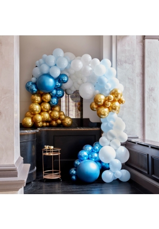 Ginger Ray BA-323 Balloon Arch Bleu et Or Chromé Arche de ballons