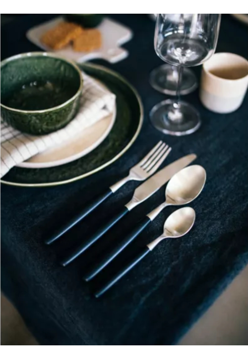 Pomax RENOIR – Service de couverts 16 pièces 18/10 – Acier inoxydable – Noir