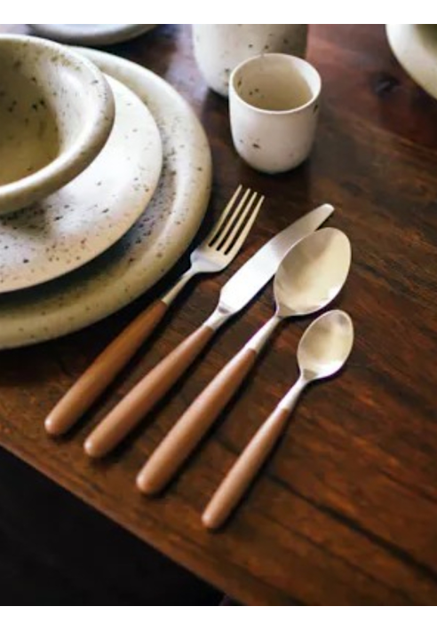 Pomax RENOIR – Service de couverts 16 pièces 18/10 – Acier inoxydable – Brun