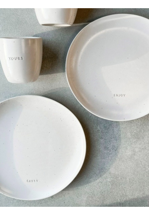 Leeff Assiettes 'Tasty' & 'Enjoy' — lot de 2, blanc cassé