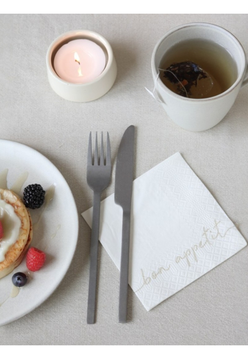 Serviettes Leeff « Bon Appétit » blanc (25×25 cm)