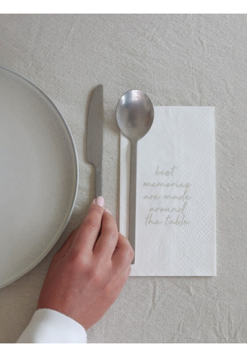 Serviettes Leeff « Best memories are made around the table » — blanc