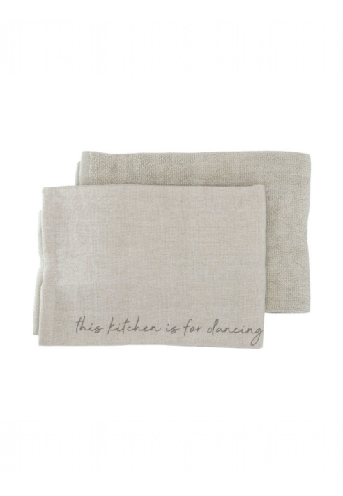 Leeff 18785 Kitchen & Tea Towel set Karin - This kitchen is for dancing Natural ()