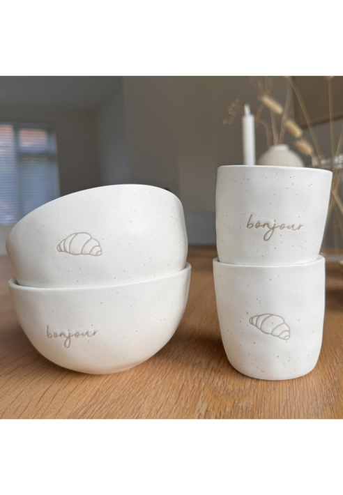 Leeff Coffret de 2 tasses Croissant et Bonjour ()