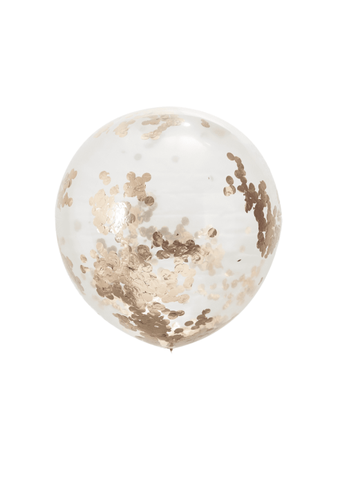 Ginger Ray BB-311 Beautiful Botanics 3 Confetti Ballons Or Rose