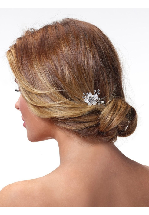 Poirier Peigne Cheveux Mariage BB-420 Argent ()