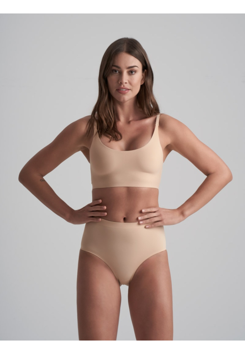 BYE BRA Culotte Invisible Taille Mi-Haute Beige ()
