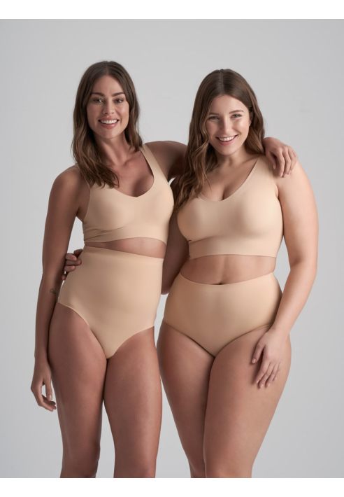 BYE BRA Culotte Invisible Taille Mi-Haute Beige