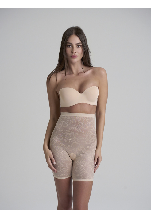 BYE BRA Shorty Sculptant Taille Haute en dentelle beige ()