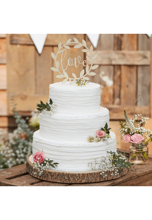 Ginger Ray CW-234 Rustic Country Dessus de Gâteau de Mariage Bois Love ()