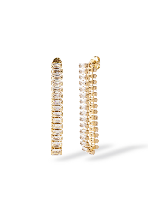 Abrazi Baguette Double Boucles d'Oreilles Or ()