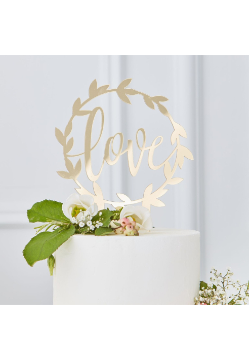 Ginger Ray GO-104 Gold Wedding Love Cake topper