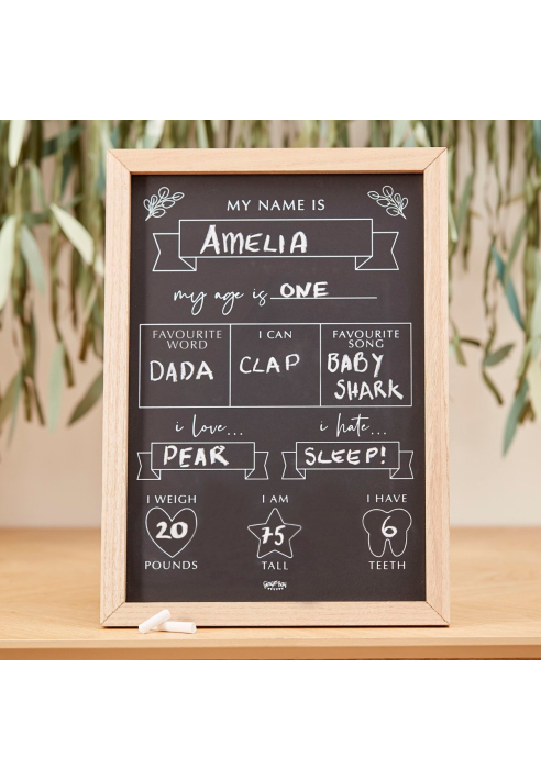Ginger Ray BAB-105 Botanical Baby Milestone Tableau Noir ()