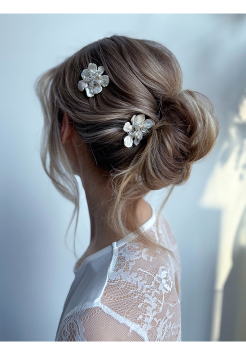 Sally Jane Bridal Barrette Lilly Argent ()