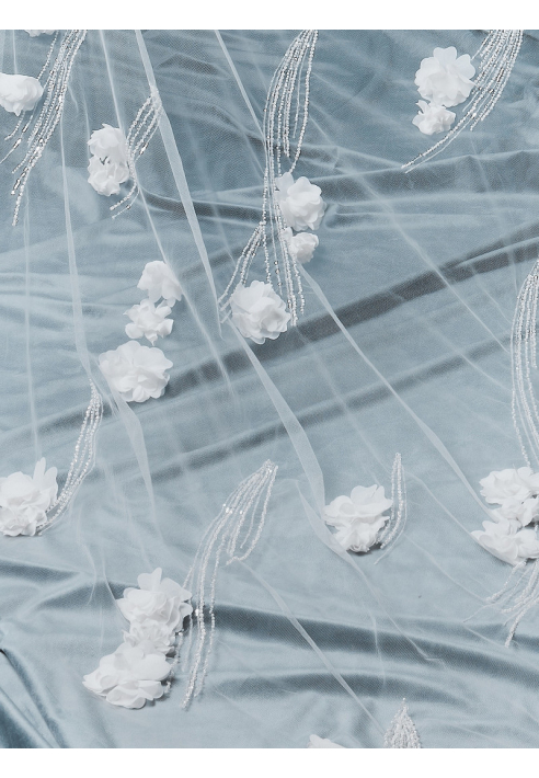  S75516-300-1 Voile avec fleurs 3D et perles