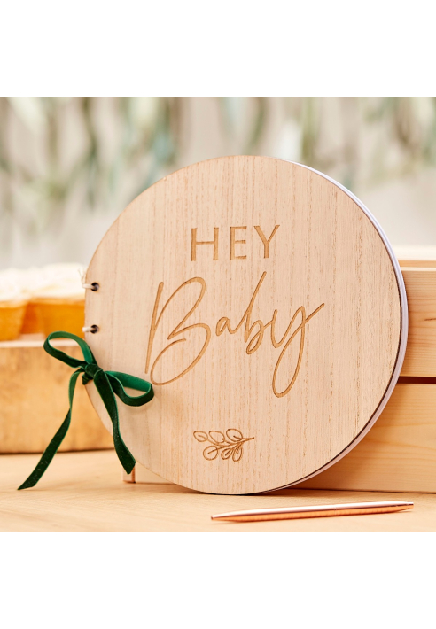 Ginger Ray BAB-107 Botanical Baby Livre d'or en bois ()