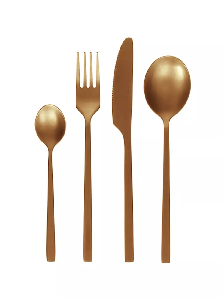 POMAX – OSAWA – Set de couverts 16 pièces 18/10 – Acier inoxydable – Cuivre main product photo