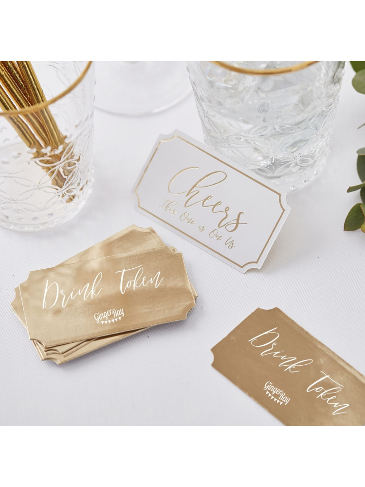 Ginger Ray GO-169 Gold Wedding Jetons de Boisson main product photo