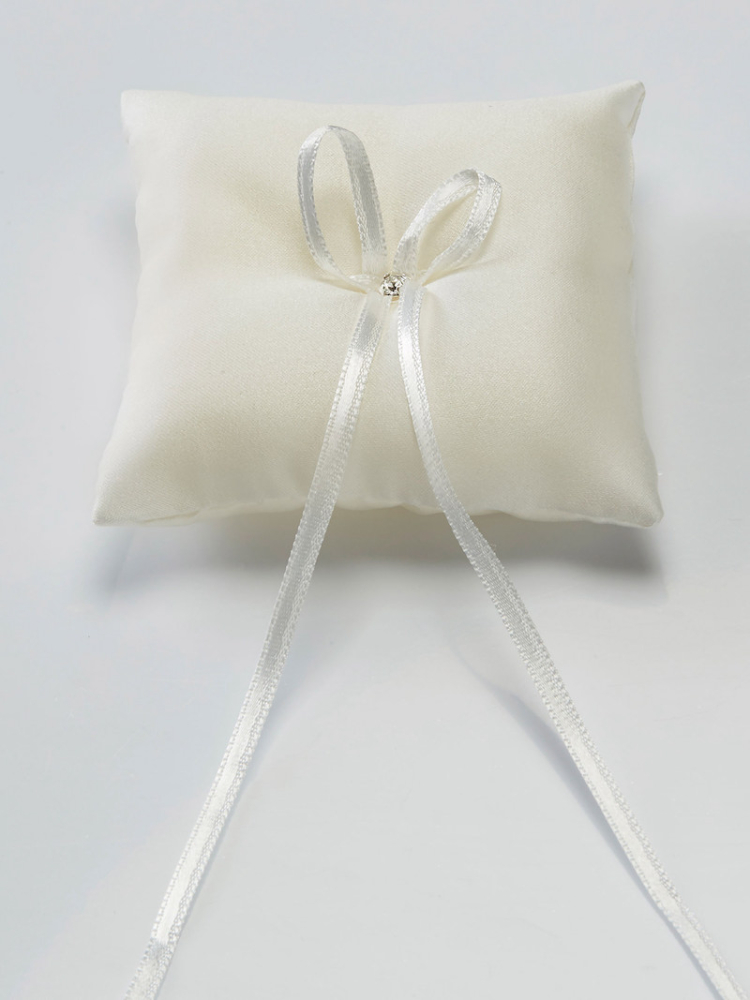 Coussin d'alliances en satin et cristaux Swarovski main product photo