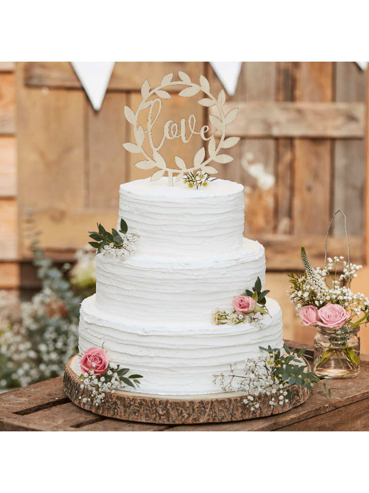 Ginger Ray CW-234 Rustic Country Dessus de Gâteau de Mariage Bois Love main product photo