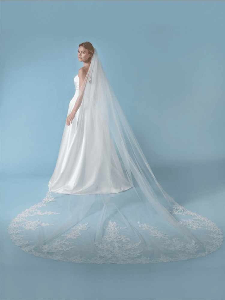 Poirier S435-350-MED Voile Paillettes Fleurs et Feuilles Brodées main product photo