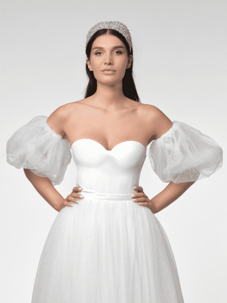 Poirier SL-003 Manches Bouffantes Tulle Pailleté main product photo