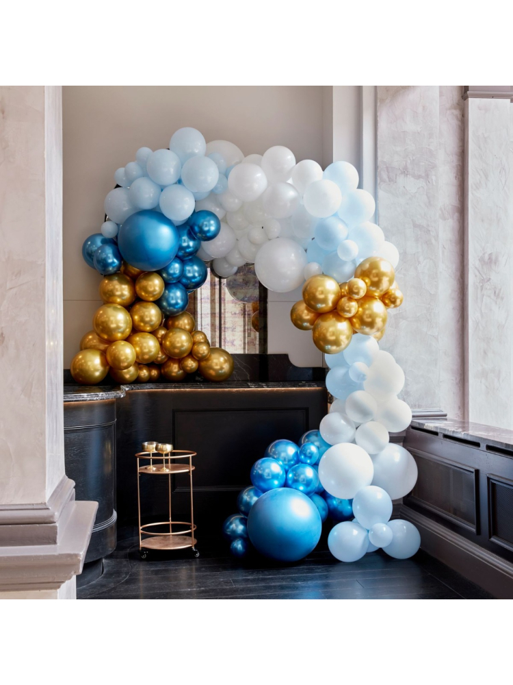 Ginger Ray BA-323 Balloon Arch Bleu et Or Chromé Arche de ballons main product photo