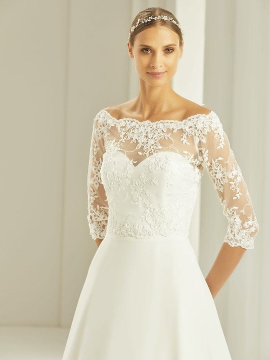 Boléro en dentelle avec manches 3/4 E274 Bianco Evento main product photo