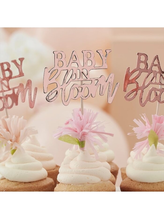 Ginger Ray BL-108 Floral Baby Shower Cupcake Toppers main product photo