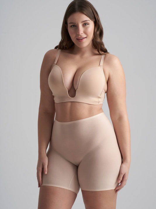 BYE BRA Uni Stretch Short Taille Moyenne Beige main product photo
